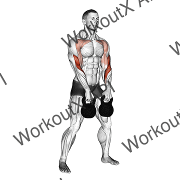 Kettlebell Double Alternating Hang Clean animated GIF