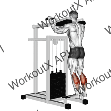 Lever Standing Calf Raise animated GIF
