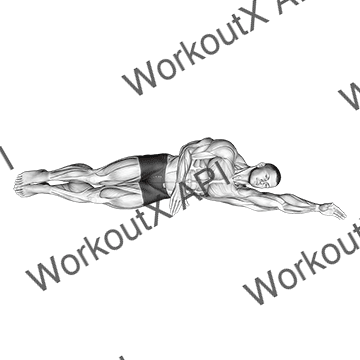 Side Lying Floor Stretch animated GIF