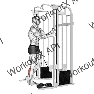 Cable Standing One Leg Calf Raise animated GIF