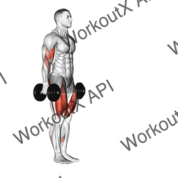 Dumbbell Lunge With Bicep Curl animated GIF