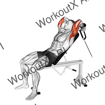 Cable Rope Incline Tricep Extension animated GIF