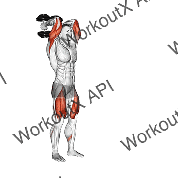 Dumbbell Forward Lunge Triceps Extension animated GIF