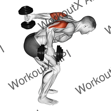 Dumbbell Standing Alternating Tricep Kickback animated GIF
