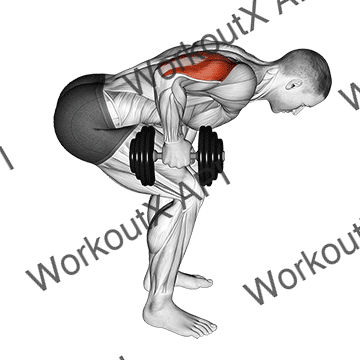 Dumbbell Standing Bent Over One Arm Triceps Extension animated GIF