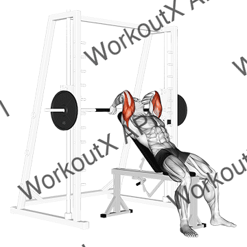 Smith Machine Incline Tricep Extension animated GIF