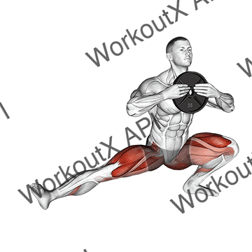 Weighted Cossack Squats (male) animated GIF