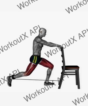 Chair Back Lunge Right Resistance Band exercise demonstration