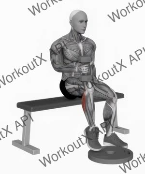 Dumbbell Seated One Leg Calf Raise Hammer Grip exercise demonstration